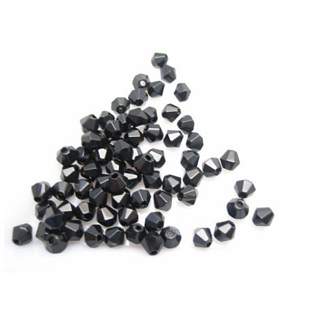 Glas perle facet 4 mm - 70 stk - sort