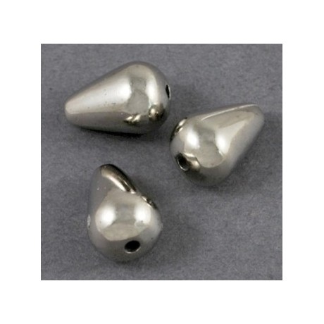 Flotte sølv akryl perler dråber 16 / 3 mm - 10 stk