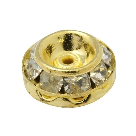 Guld ufo 9 mm med 2 rækker stene - 2 stk