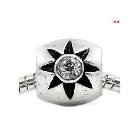 Antik sølv led  / Charms med sten 12 / 5,3 mm