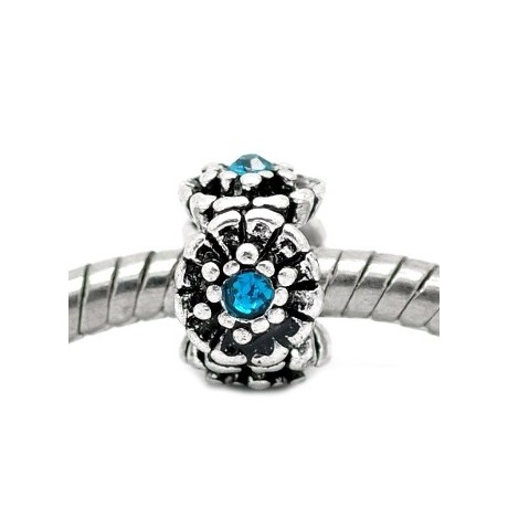 Antik sølv led  / Charms med turkis sten 10 / 4,6 mm