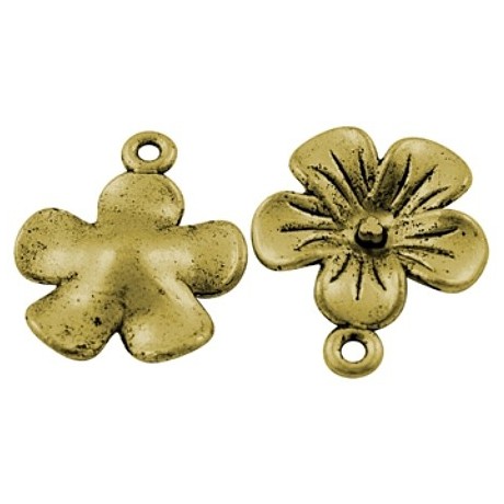 Blomst vedhæng guld 24 mm / 2 - 2 stk