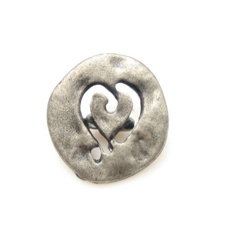 Hjerteknap skåret i metal 15 mm