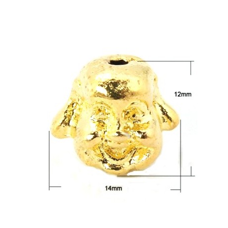 Buddha  14 x 12 mm 2 mm hul guld
