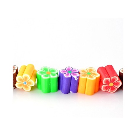 lER / Fimo Blomster mix. 12 X 11 mm - 38 stk - 1 STRENG