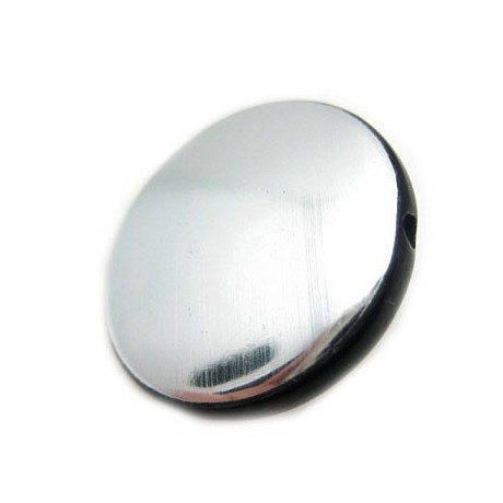 Sølv og sort rund 21 mm - 4 stk