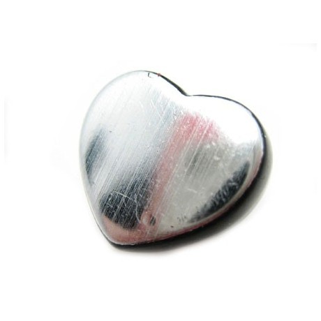 Sølv og sort hjerte 14 mm - 4 stk