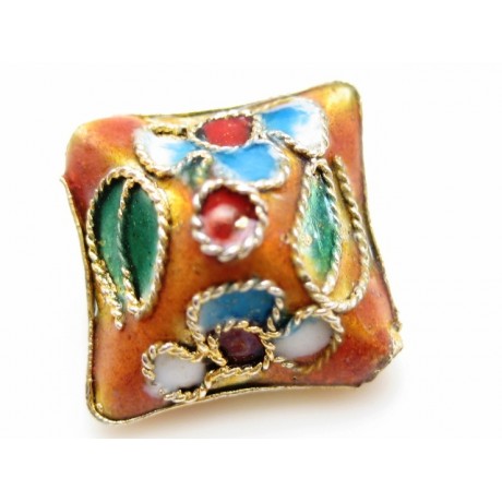 Cloisonne firkanter 15mm  lys brun