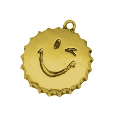 Kapsel smiley guld 27 mm  - GRATIS - MAX 10 STK