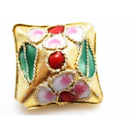 Cloisonne firkanter 15 mm guld