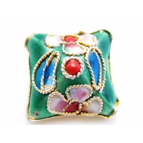 Cloisonne firkanter 15 mm - grøn