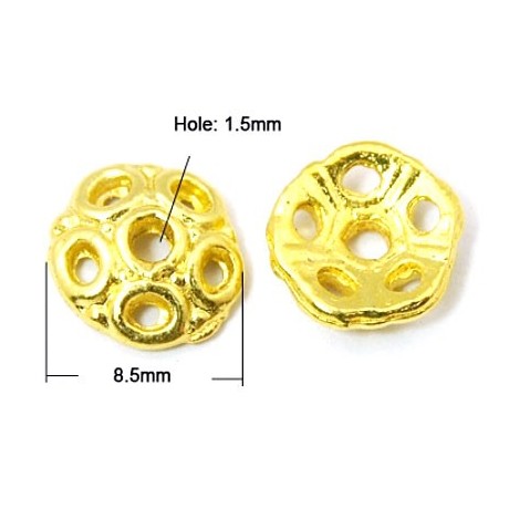 Perleskål guld 8 / 2 mm - 14 stk
