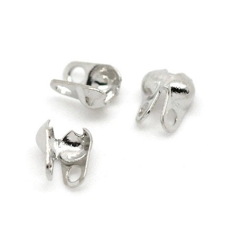 Endestykke Knudeskjuler til kuglekæde eller wire op til 2,5 mm sølv- 10 stk