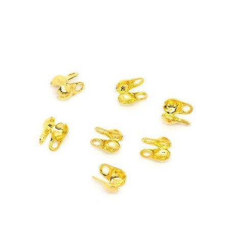 Endestykke Knudeskjuler til kuglekæde eller wire op fra 2,5 mm guld- 10 stk