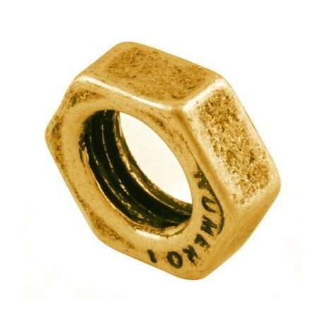 Stor møtrik guld  16 / 9 mm - 2 stk