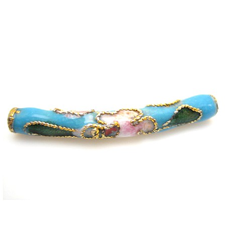 Cloisonne rør med bue 25mm turkis