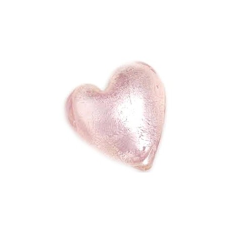 Glas hjerte folierede rosa  12/ 2 mm - 2 stk