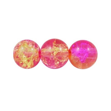 Krakeleret perle 8 mm rosa-orange - 50 stk