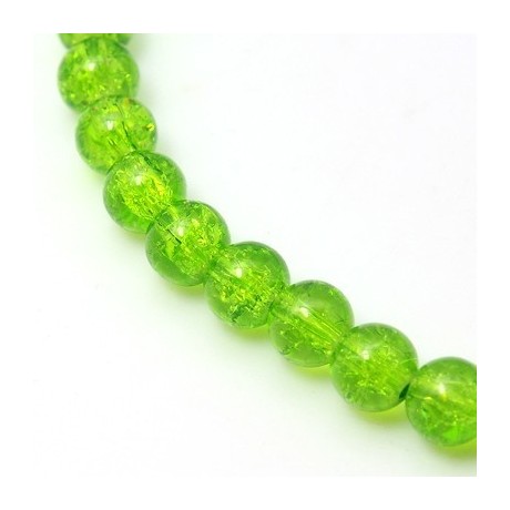 Krakeleret perle 8 mm Lime grøn - 50 stk