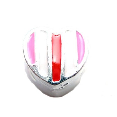 Sølv plate hjerte led med emalje