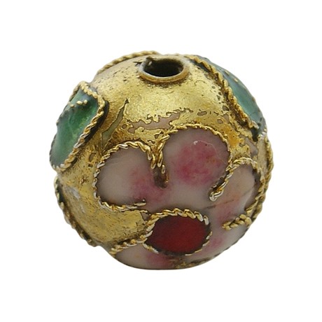 Cloisonne rund 12 mm guld - 2 stk