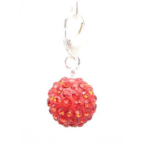 Kugle med stene med karabin hage lås - Rød  30 mm