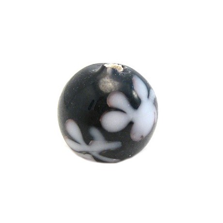 Håndlavet perle med motiv 10  / 2 mm sort - 3 stk
