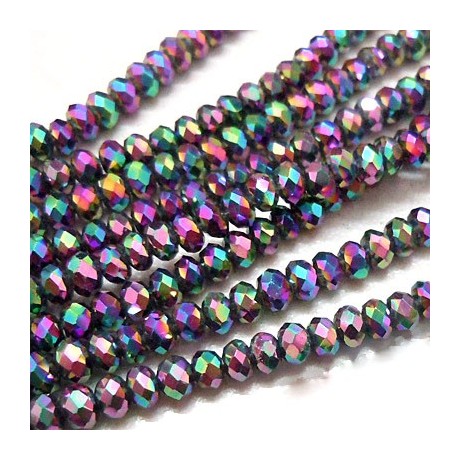 Facet glas perle 3 x 2 / 1 mm påfugl  - 1 streng