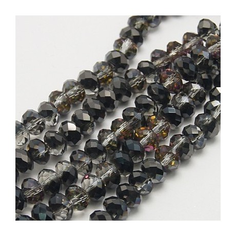Facet glas perle 3 x 2 / 1 mm grå  - 1 streng