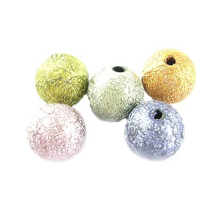 Silkebørstet perle mix 12 mm - 15 stk
