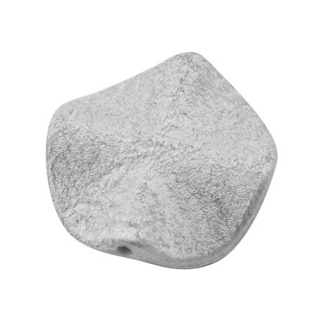 Silkebørstet sølv perle 26 mm - 4 stk