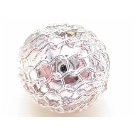 Sølv net perle 9 mm - 4 stk