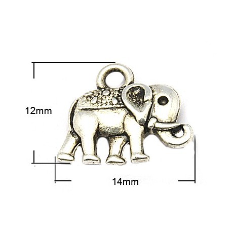 Elefant 14 mm sølv - 2 STK