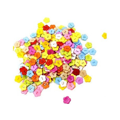 Blomster knap i farvemix 18  / 2 mm - 15 stk