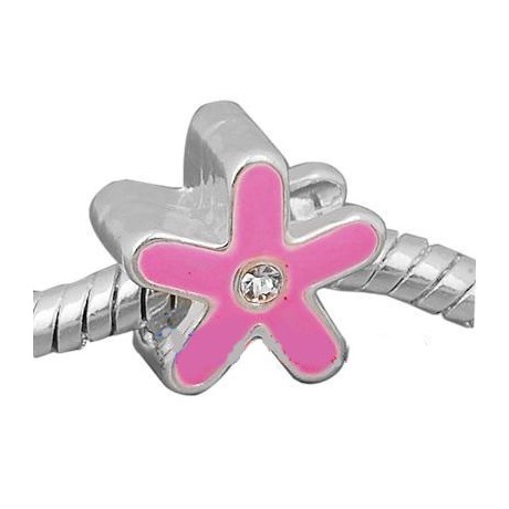 Pink blomst med sten / 5 mm hul