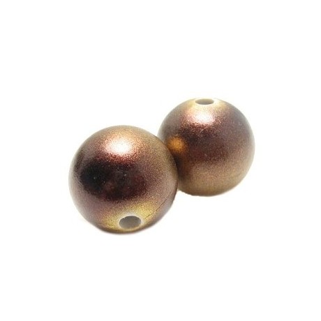 Julekugle 14mm - BRUN / GULD - 2 stk