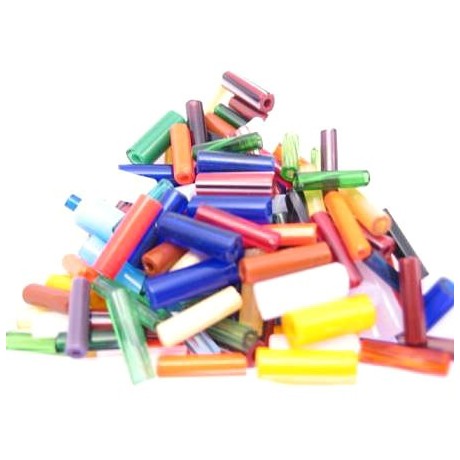 Seed beads rør  mix 1 cm  - 25 g