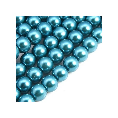 Voks glas perler 4 mm TURKIS  -  1 STRENG CA 100 STK
