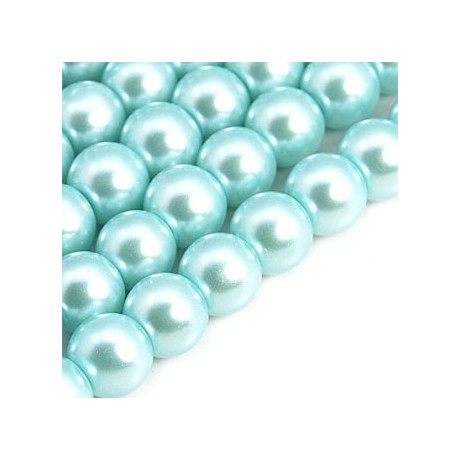 Voks glas perler 4 mm LYS TURKIS  -  1 STRENG CA 100 STK
