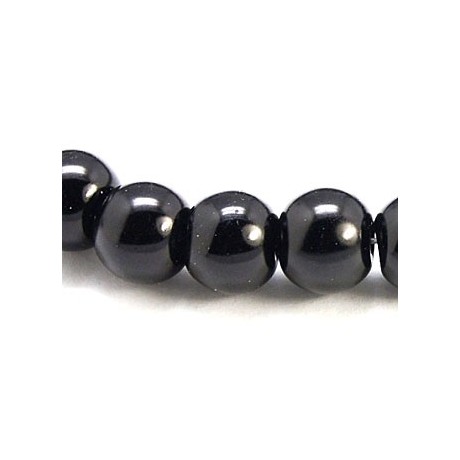 Voks glas perler 4 mm SORT  -  1 STRENG CA 100 STK