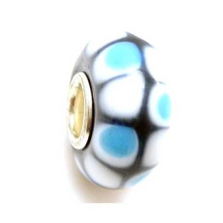 Glas led / charms med farver turkis, blå og hvid