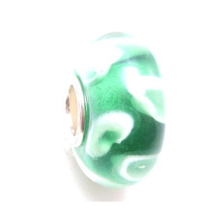 Glas led / charms med flotte bobler i grønt