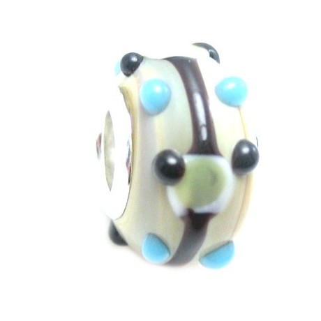 Glas led / charms flot i brun og turkis