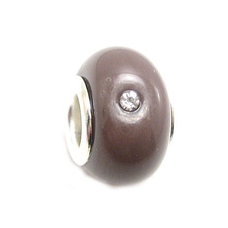 Glas led / charms flot i brun med stene