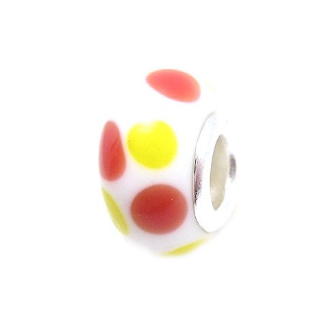 Glas led / charms flot i guld, rød og hvid