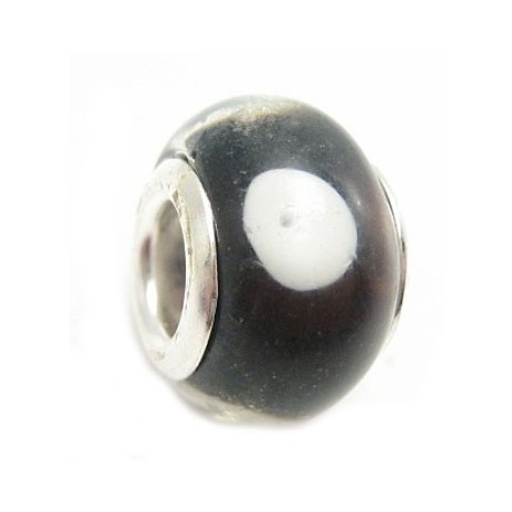 Glas led / charms flot i sort og hvid