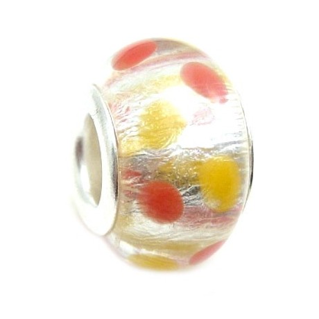 Glas led / charms flot i orange,gul og sølv