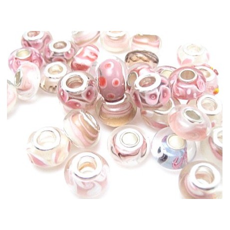 Glas led / charms flot i rosa farve