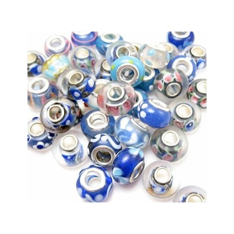 Glas led / charms flot i blå farve