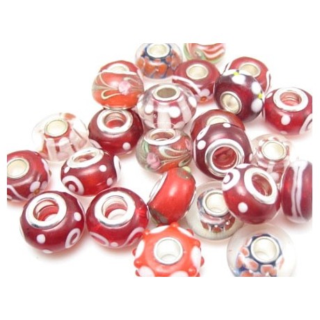 Glas led / charms flot i rød farve